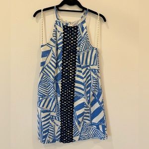 Lilly Pulitzer Abstract Blue and Rope Mini Dress Sz 4